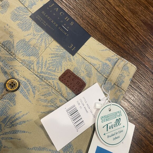 NWT Jachs NY Men's 31 Printed Stretch Chino 9" Bleecker Short Khaki Blue Floral - Picture 4 of 9